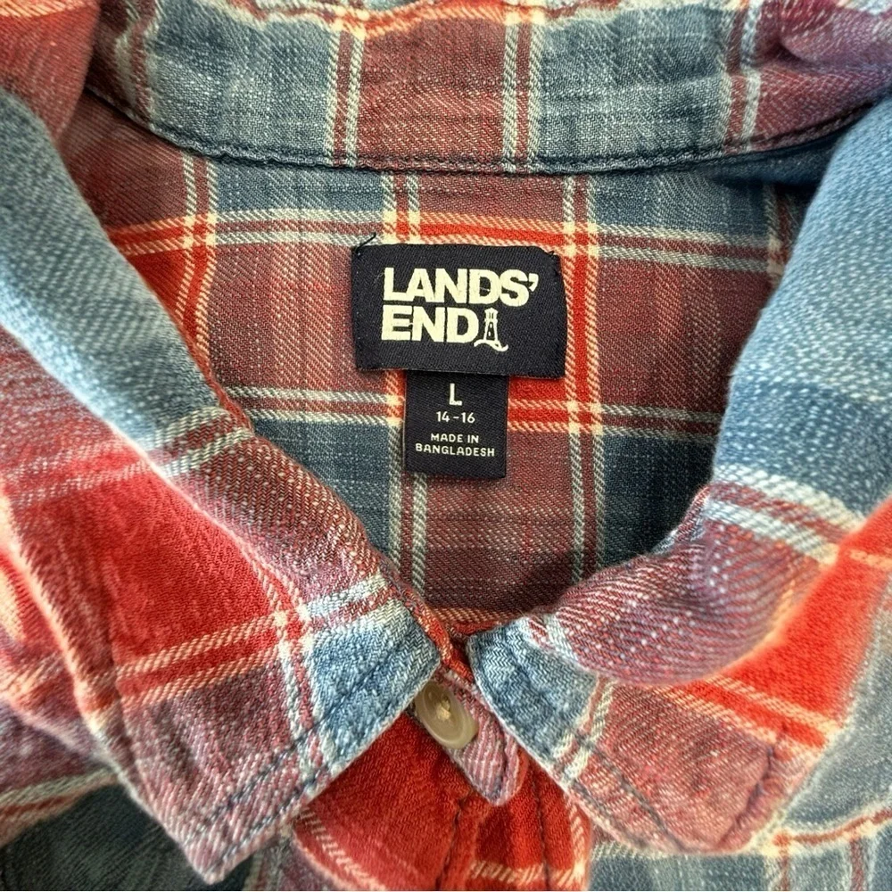 Lands End Cotton Flannel Shirt Size L (14-16)
